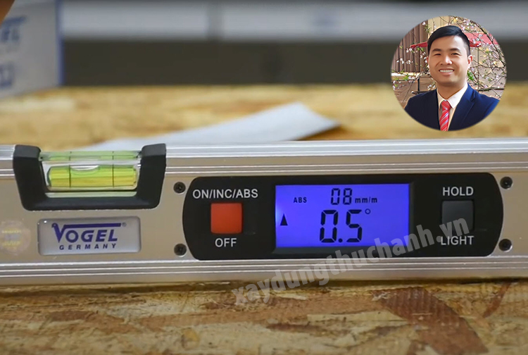 thước thủy ni vô kiểm tra sai số độ nghiêng ép cọc