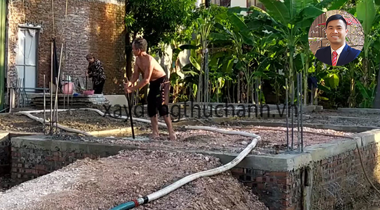 Lấp đất móng và thuốn nước