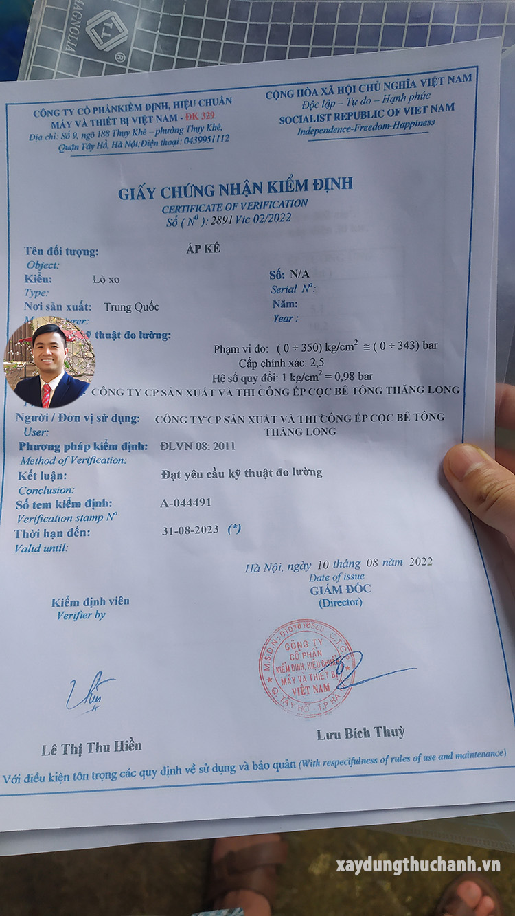 kiểm định bảng quy đổi ép cọc thủy lực 1